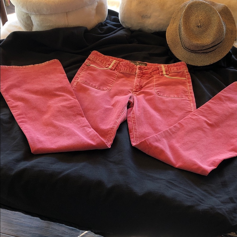 Vibrant pink Flare velvet Jeans for Women - Picture 2 of 12